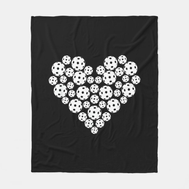 Manta Polar Dibujo Divertido de Pickleball en Forma de Corazón (Anverso)