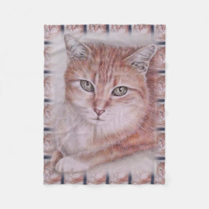 Manta Polar Dibujo hermoso del arte del gato de Tabby para los
