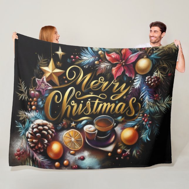 Manta Polar Dibujo pastel de un Navidad caprichoso (In situ)