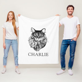 Manta Polar Dibujo personalizado de Maine Coon Cat