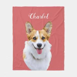 Manta Polar Dibujo personalizado del perro de Corgi galés pers