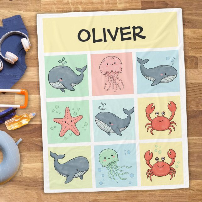 Manta Polar Dibujos de amigos del océano caprichosos (Subido por el creador)