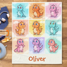 Manta Polar Dibujos de dragones coloridos y lindos