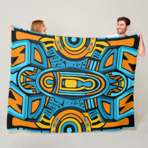 Manta Polar Dibujos de espejo naranja amarillo azul