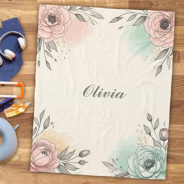 Manta Polar Dibujos de flores acuarela encantadores (Subido por el creador)