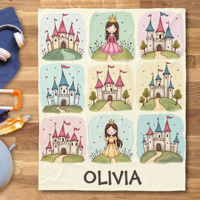Manta Polar Dibujos de princesa y castillo de cuento de hadas  (Subido por el creador)