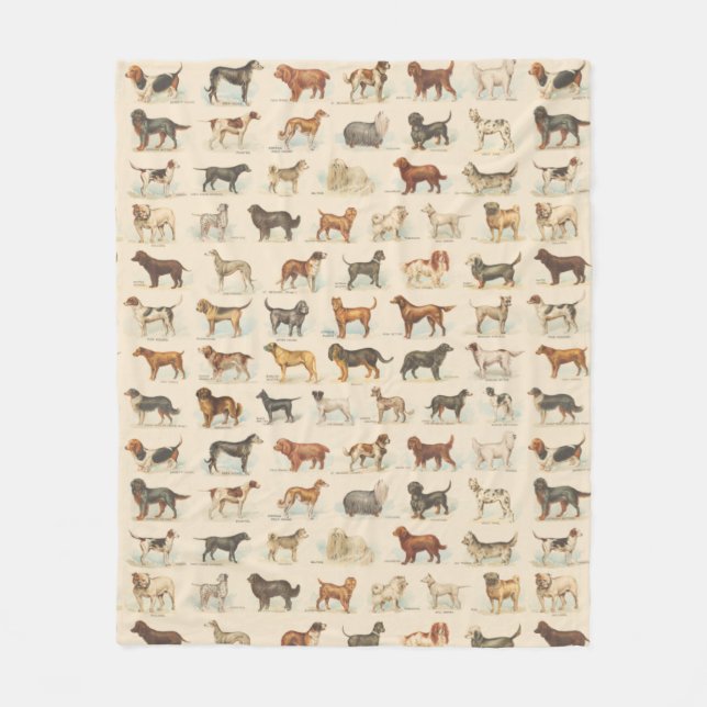 Manta Polar Dibujos de raza de perro de época estampados (Anverso)