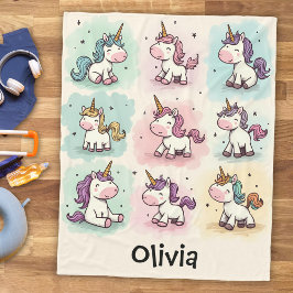Manta Polar Dibujos divertidos de unicornios adorables