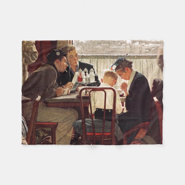 Manta Polar Diciendo gracia por Norman Rockwell (Frente (Horizontal))