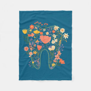 Manta Polar Diente Floral Boho Flor Dental