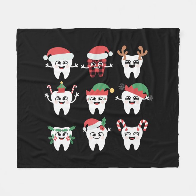 Manta Polar Dientes Navidades dentales divertidos dientes cute (Frente (Horizontal))