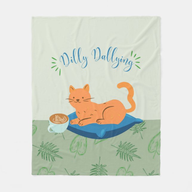 Manta Polar Dilly Dallying Naranja Cat (Anverso)