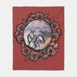 Manta Polar Diluir Calico Kitty Cat Red Poppy Flores Gatos