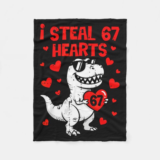 Manta Polar Dino Holding Heart I Steal 67 Hearts Funny Six Sev (Anverso)
