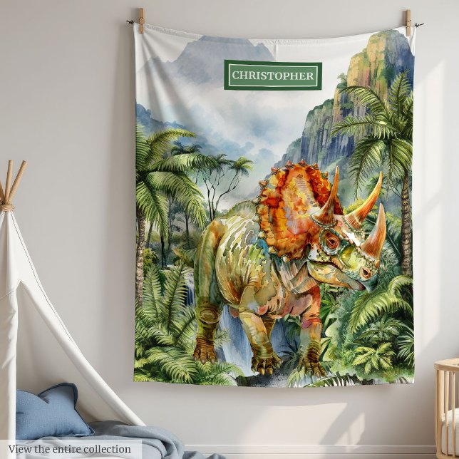 Manta Polar Dinosaur Birthday Blanket Bots regalo personalizad (Dinosaur Birthday Blanket for Boys Personalized Gift)