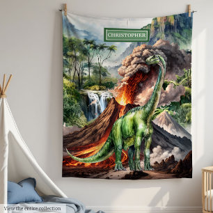 Manta Polar Dinosaur Birthday Blanket Nombre personalizado par