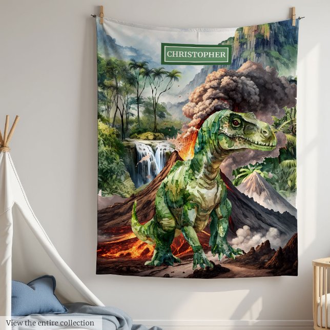 Manta Polar Dinosaur Blanket Personalizado Niño Regalo de cump (Personalized Dinosaur Blanket Birthday Gift for Kids)