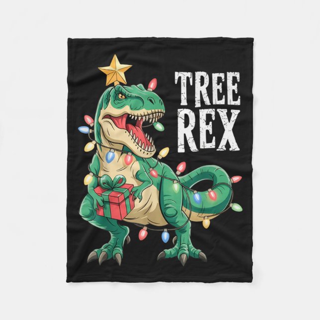 Manta Polar Dinosaur Christmas Tree Rex Pajamas Men Boys Xmas  (Anverso)
