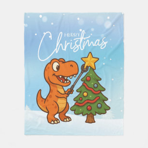 Manta Polar Dinosaur lindo con árbol de Navidad