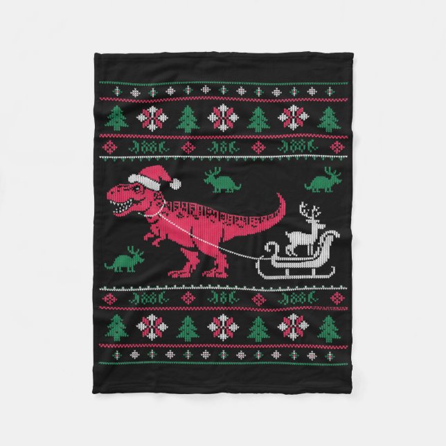 Manta Polar Dinosaur Reindeer Sleigh Ugly Christmas  (Anverso)