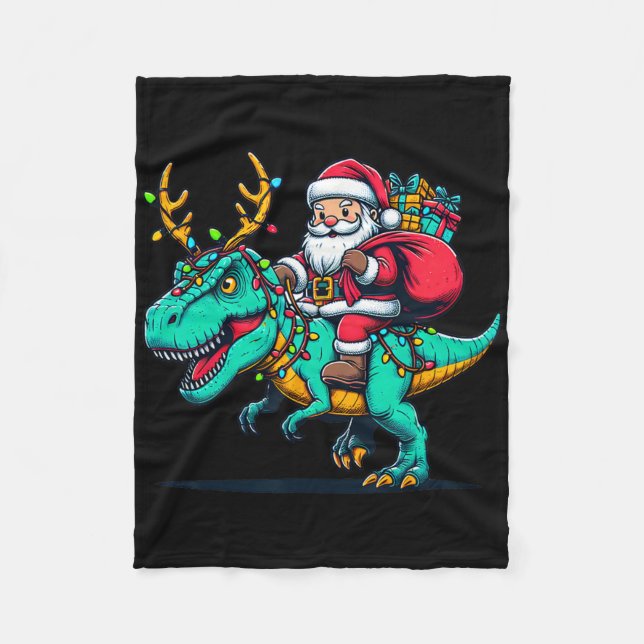 Manta Polar Dinosaur Santa Riding T Rex Christmas Deer Kids Bo (Anverso)