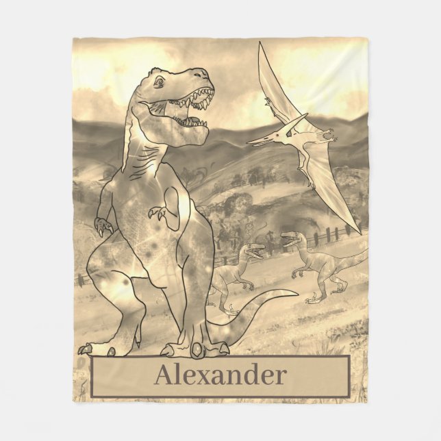 Manta Polar Dinosaur T Rex Niños personalizados  (Anverso)