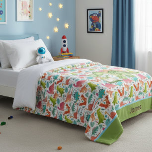 Manta Polar Dinosaurio Colorido Personalizado para Niños