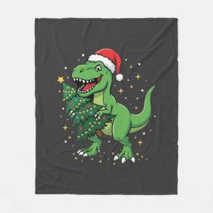 Manta Polar Dinosaurio de Navidad Santa T Rex