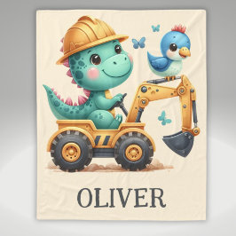 Manta Polar Dinosaurio de Trex Cute que conduce un vehículo de