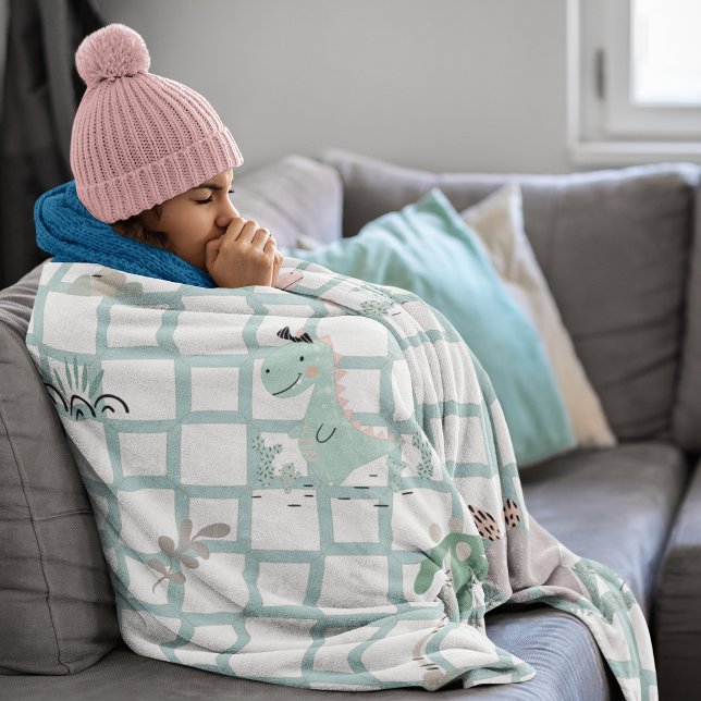 Manta Polar Dinosaurio Diseño Escandinavo Sencillo para Niños (Dinosaur Simple Scandinavian Child Design Fleece Blanket)