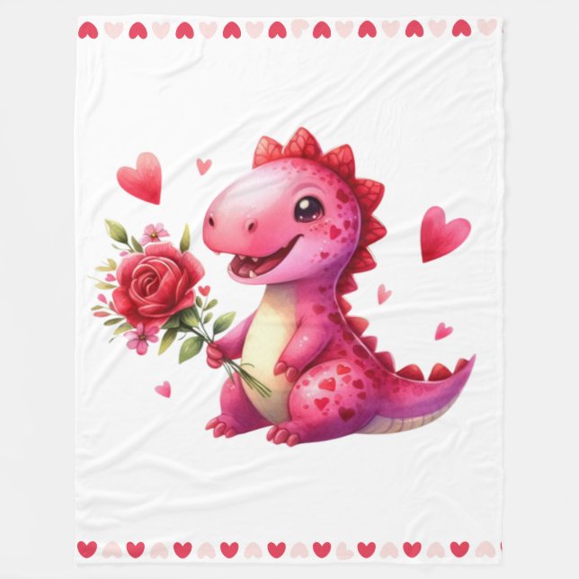 Manta Polar Dinosaurio El día de San Valentín lindo (Anverso)