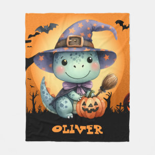Manta Polar Dinosaurio lindo de Halloween con sombrero de bruj