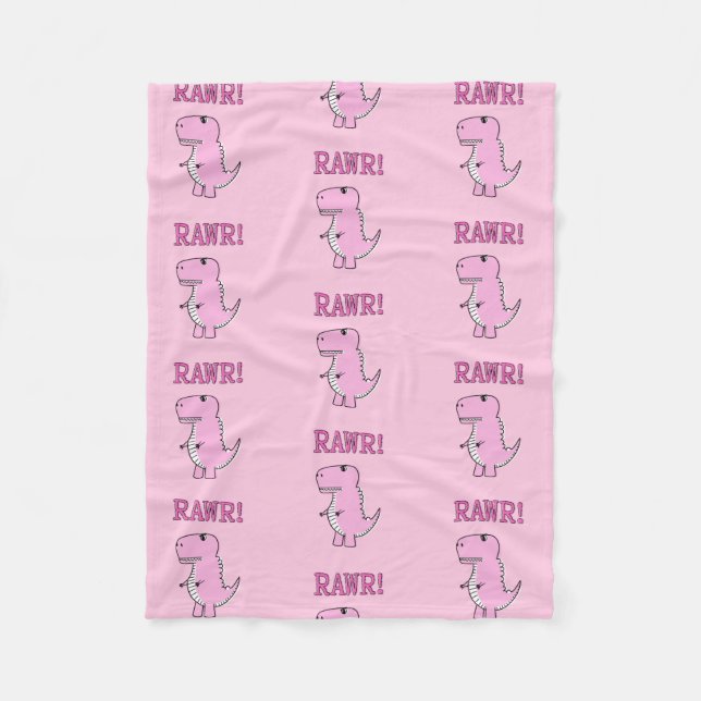 Manta Polar Dinosaurio T-Rex, Personalizado Rosa Cuto Y Enojad (Anverso)