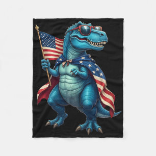 Manta Polar Dinosaurio T Rex Retro 4 De Julio Bandera American