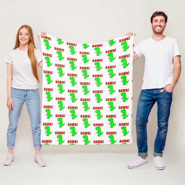 Manta Polar Dinosaurio T-Rex, Un Personalizado Verde Aburrido  (In situ)
