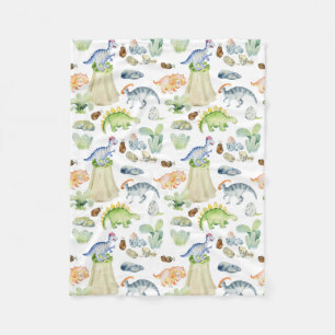 Manta Polar Dinosaurios acuarelas para niños