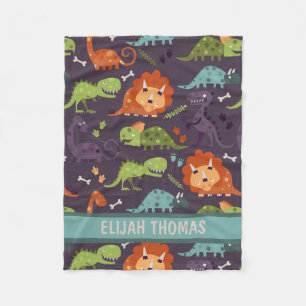 Manta Polar Dinosaurios Bebés Niños Dino Personalizado Monogra