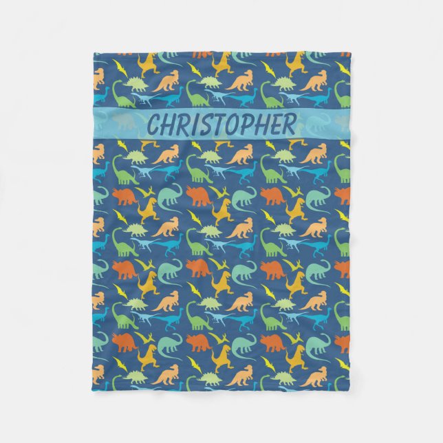 Manta Polar Dinosaurios coloridos personalizados (Anverso)