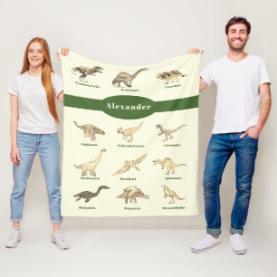Manta Polar Dinosaurios con nombres Verde oscuro