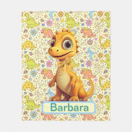 Manta Polar Dinosaurios Y Flores Personalizados