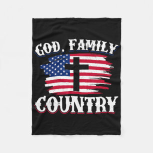 Manta Polar Dios Familia País Bandera Americana Cruz Cristiano