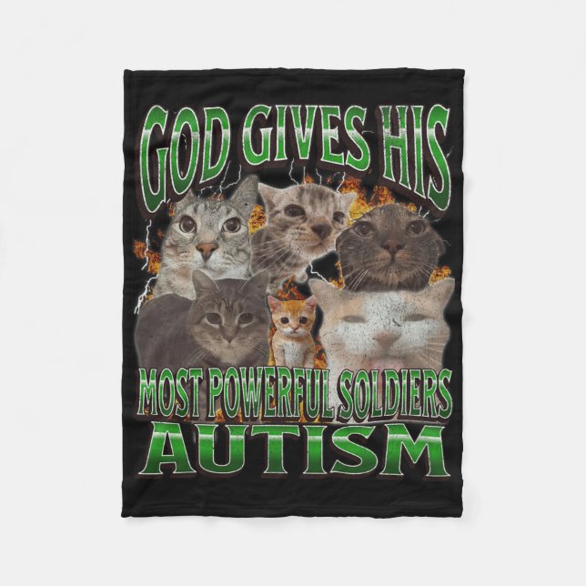 Manta Polar Dios le da su más poderoso autismo meme de gato gr (Anverso)