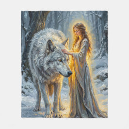 Manta Polar Diosa del Invierno & Lobo Blanco