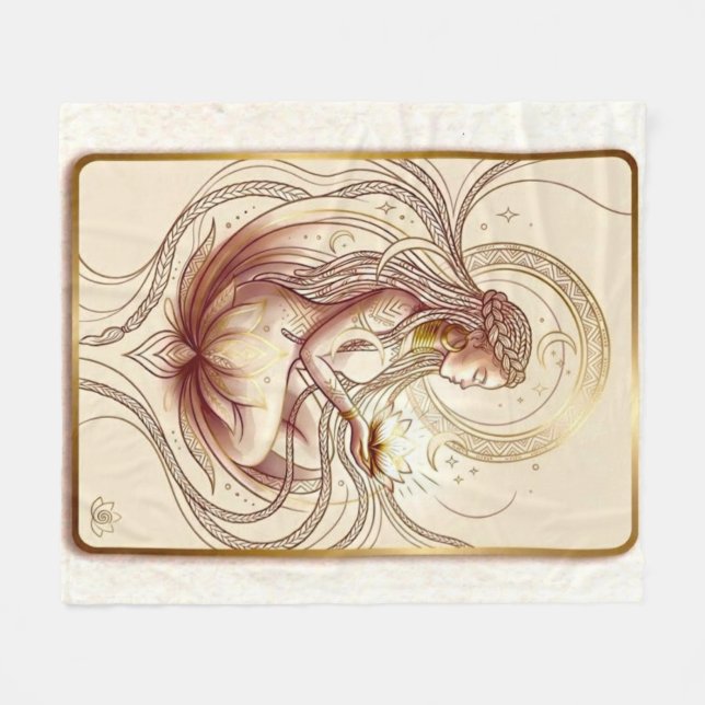 Manta Polar Diosa del Loto Sagrado Espiritual  (Frente (Horizontal))