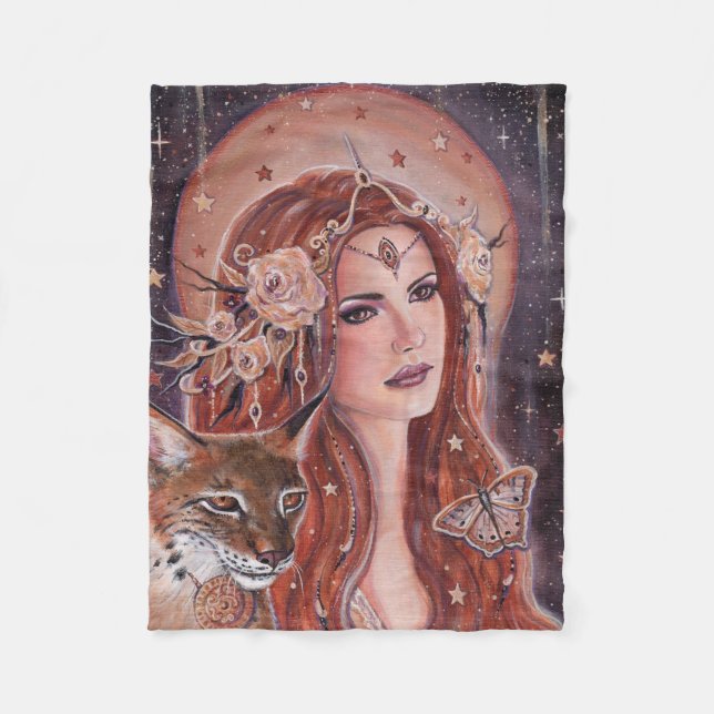 Manta Polar Diosa freya con Lynx de Renee Lavoie (Anverso)