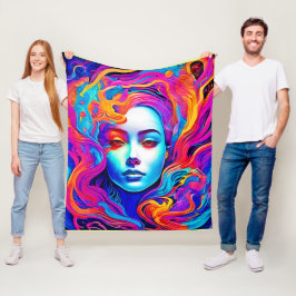 Manta Polar Diosa neón con el pelo cósmico flotante