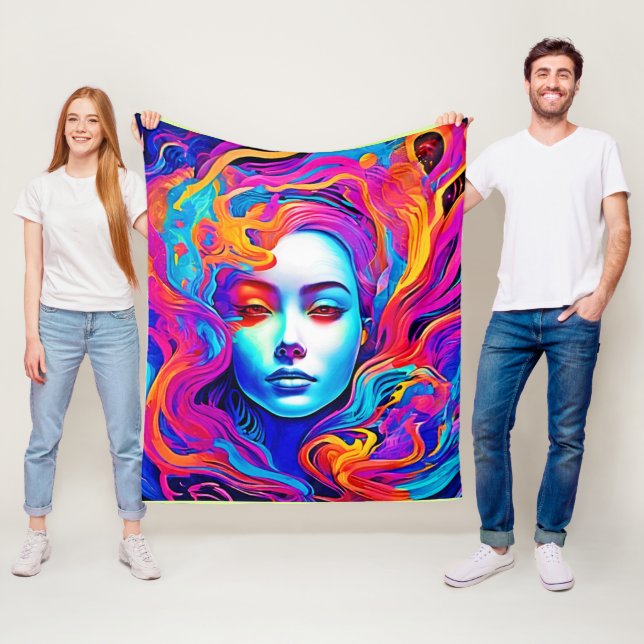 Manta Polar Diosa neón con el pelo cósmico flotante (In situ)