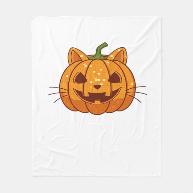 Manta Polar Disco Cat Jack o'Lantern Classic T-Shirt (Anverso)