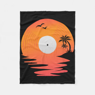 Manta Polar Disco de vinilo disco retro playa de mar tornamesa
