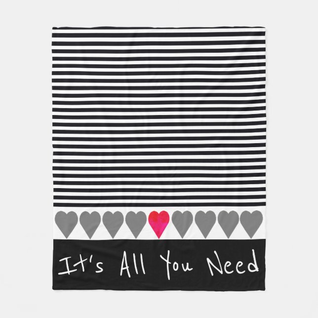 Manta Polar Diseñador de rayas y corazón (Anverso)